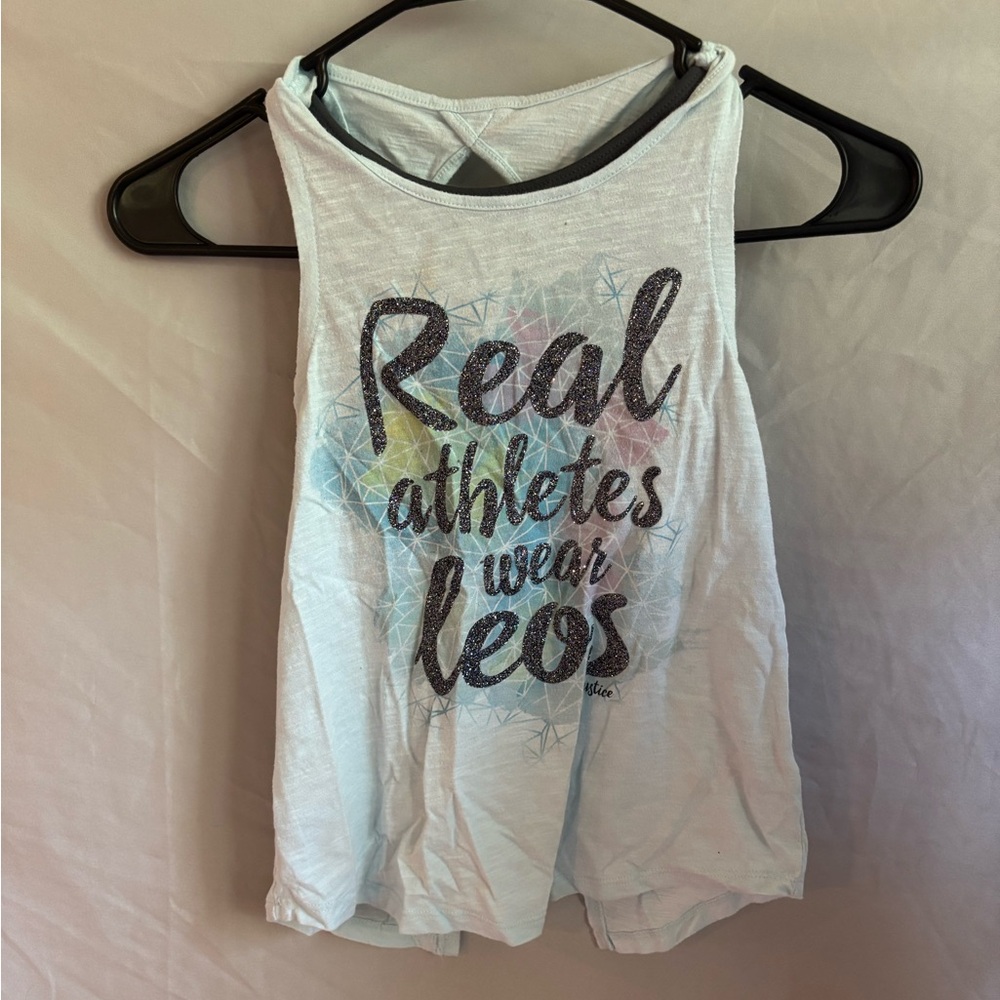 Justice Blue Tank Top with Built in Sports Bra